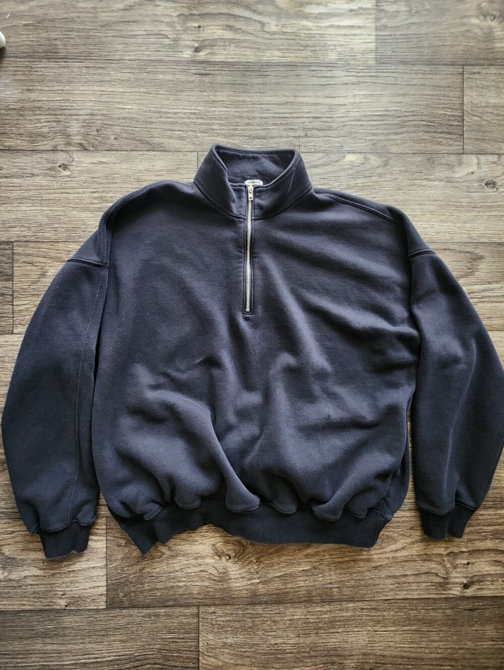 Abercrombie & Fitch Oversized Soft Fleece Quarter Zip Sweatshirt Charcoal Gray